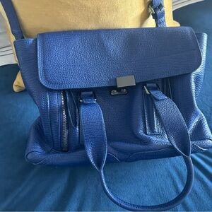 3.1 Phillip Lim Textured Calfskin Medium Pashli Satchel Cobalt